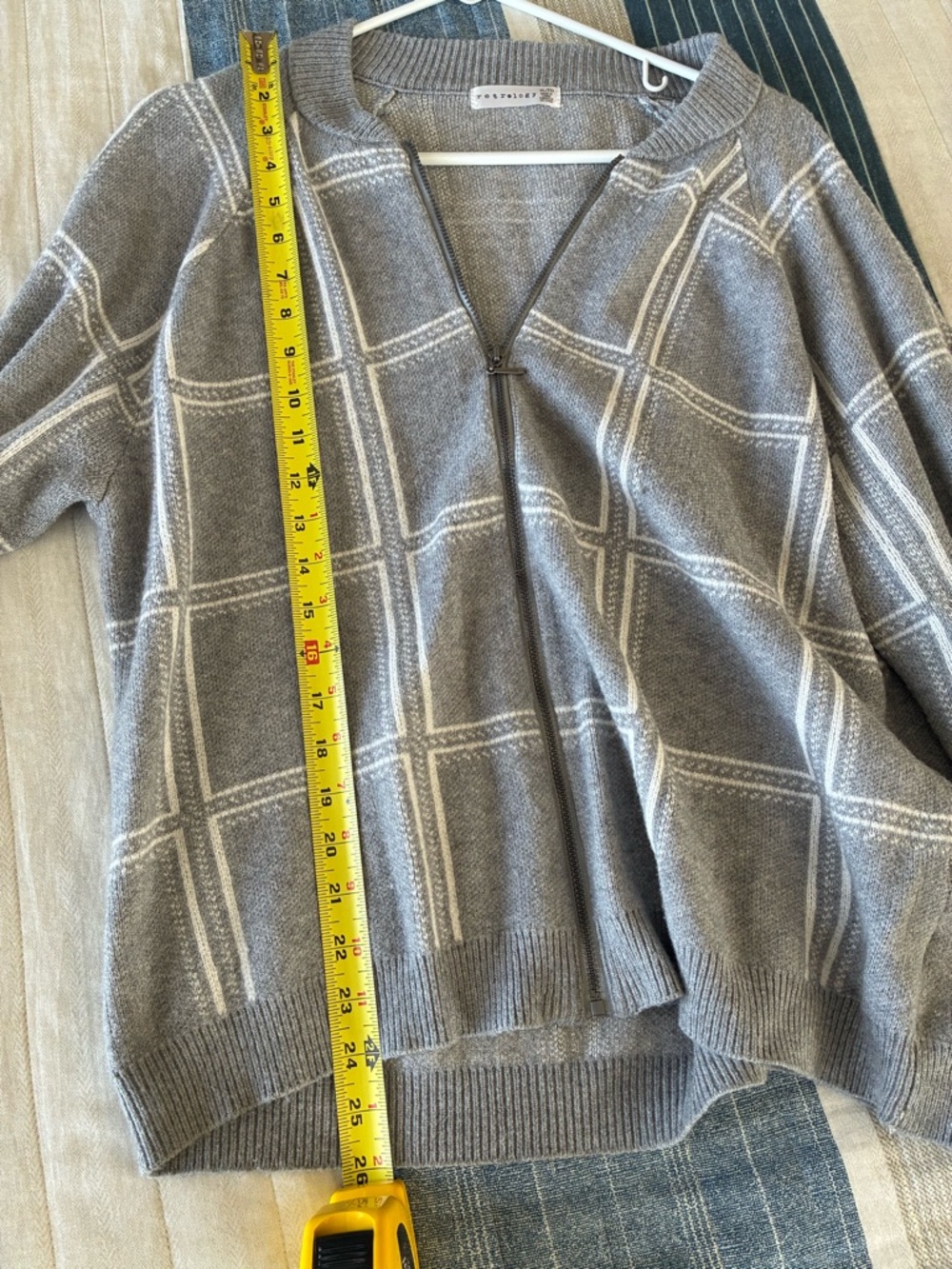 PerSeptor Gray Windowpane Zip-Front Cardigan Sweater - Picture 4 of 5